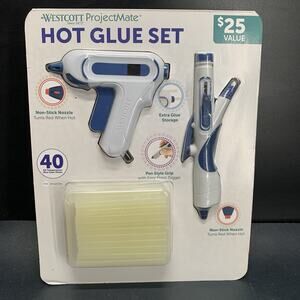 Westcott ProjectMate Hot Glue Gun Set with 40 Glue Sticks, Factory Sealed.